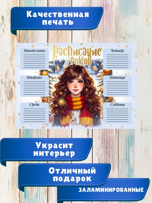 ТриШа Многоразовое расписание уроков А4 ламинированное, синий, фото 2