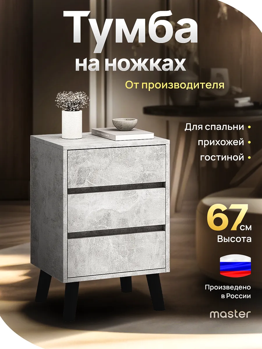 Напольная тумба с ящиками на ножках