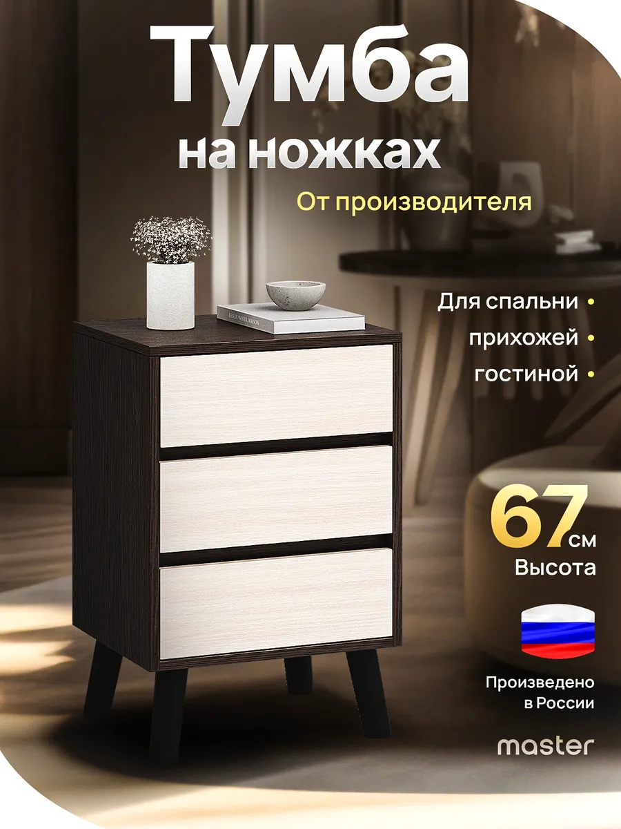 Напольная тумба с ящиками на ножках