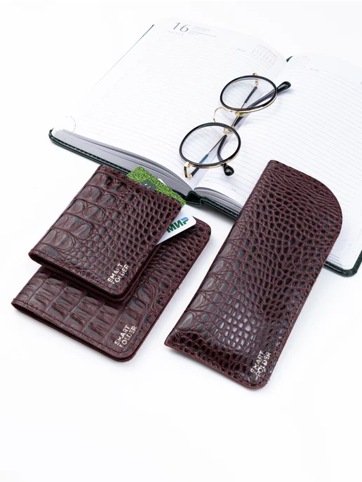 Smart Folder Футляр для очков кожаный 2 штуки, красный, фото 7