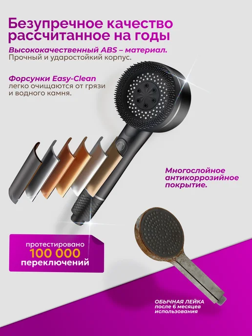 VERRUM Лейка для душа с фильтром, черный, фото 6