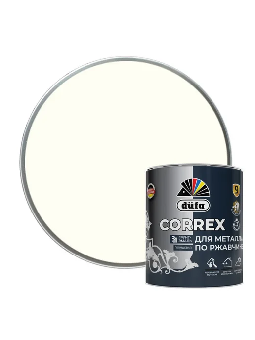 dufa Грунт-эмаль по ржавчине гладкая Correx 3 в 1 RAL-9010 0,75 л, 750 мл