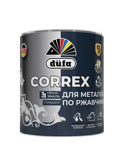 dufa Грунт-эмаль по ржавчине гладкая Correx 3 в 1 RAL-9010 0,75 л, 750 мл, фото 2