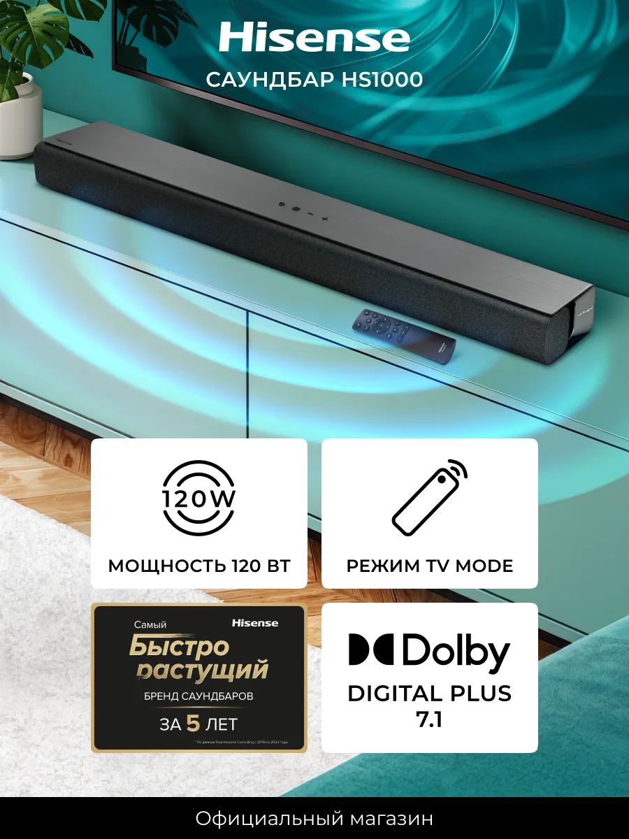 Саундбар для телевизора 120 Вт HS1000 (2025)