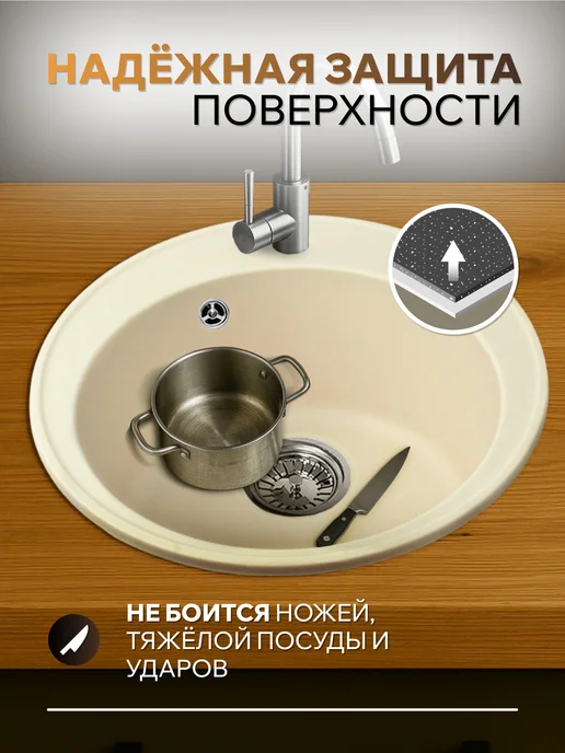 KARL MAYER Мойка для кухни каменная круглая, вариант, фото 2