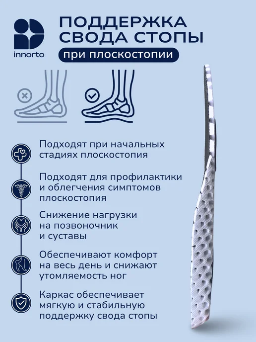 INNORTO Стельки ортопедические при плоскостопии, синий, фото 5
