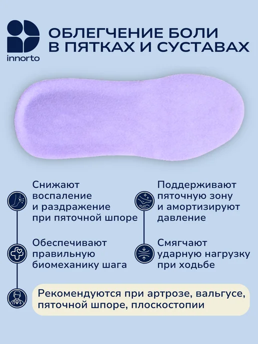 INNORTO Стельки ортопедические при пяточной шпоре, голубой, фото 5