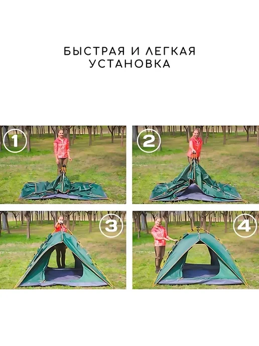 GOODSTORAGE Палатка туристическая четырехместная 2073, белый, фото 5