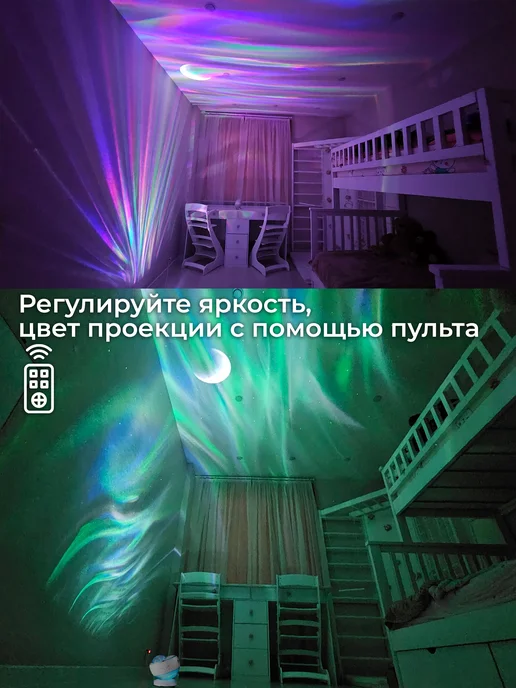 NIKSTORE Ночник проектор звездное небо с bluetooth, северное сияние, белый, фото 7