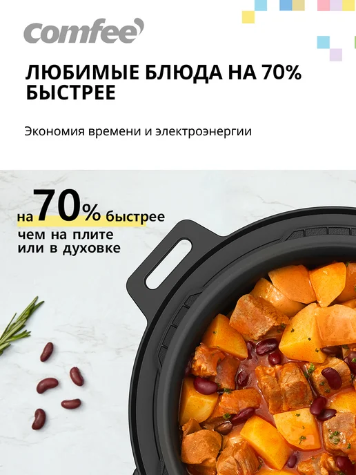 Comfee Мультиварка-скороварка CF-MC9508, 6 л, серебристый, 6 л, фото 4