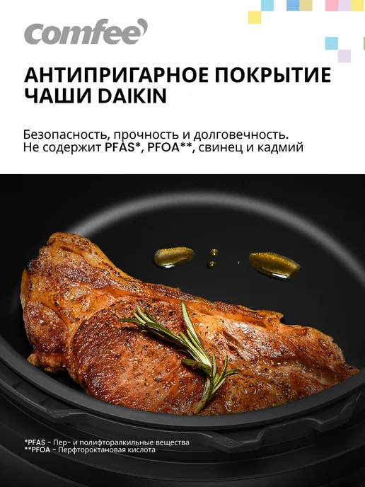 Comfee Мультиварка-скороварка CF-MC9508, 6 л, серебристый, 6 л, фото 5