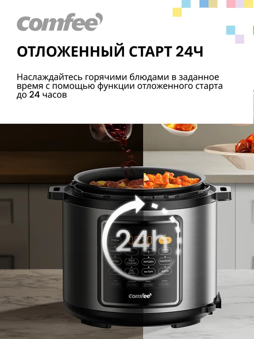Comfee Мультиварка-скороварка CF-MC9508, 6 л, серебристый, 6 л, фото 6