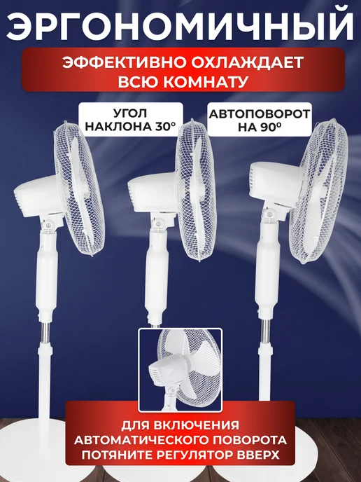 MilWorks Вентилятор напольный для дома, белый, фото 2