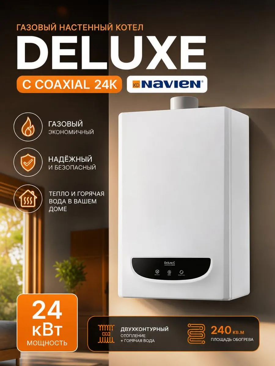 Котел газовый двухконтурный настенный Deluxe C 24K