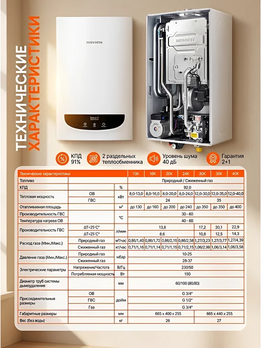 Navien Котел газовый двухконтурный настенный Deluxe C 24K, вариант, фото 6