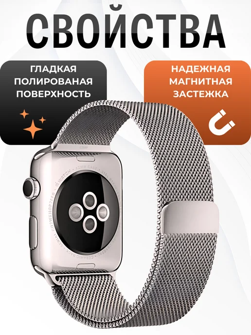 SUBOSAR Ремешок для Apple Watch 42 44 45 46 49 мм миланская петля, вариант, фото 5