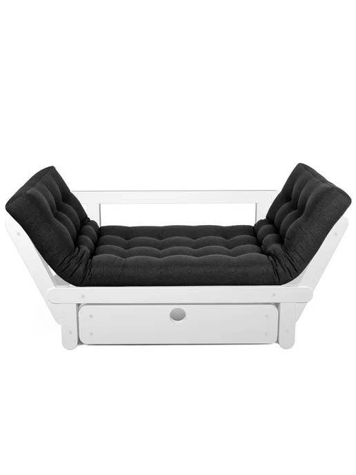 ARSKO Садовый диван кушетка СЛАМБЕР BOX-С Черный-белый, 2-местный, черный, фото 5
