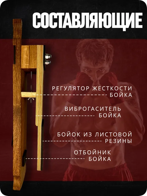 Спорт-Нар Макивара настенная, крепление к стене в комплекте, черный, фото 8