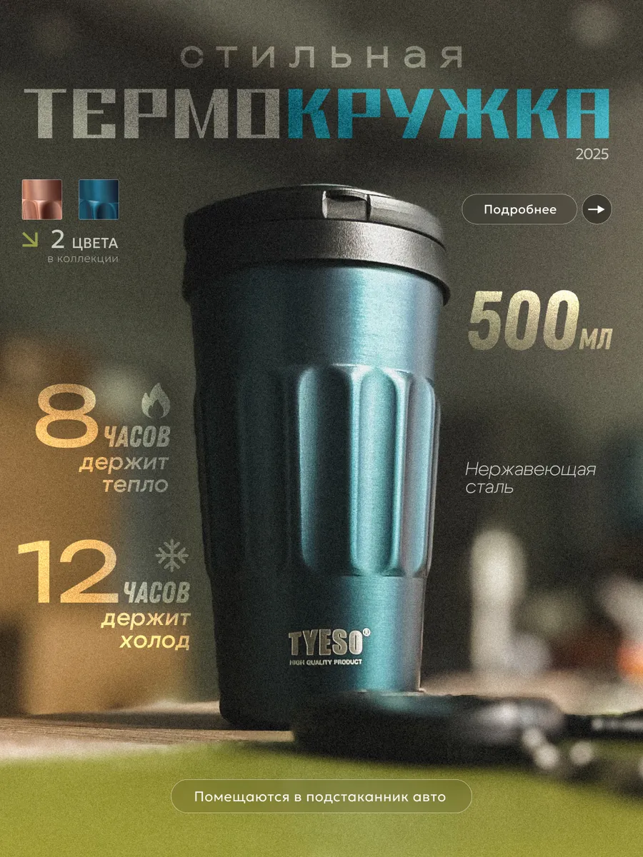 Термокружка для кофе и чая 500 мл