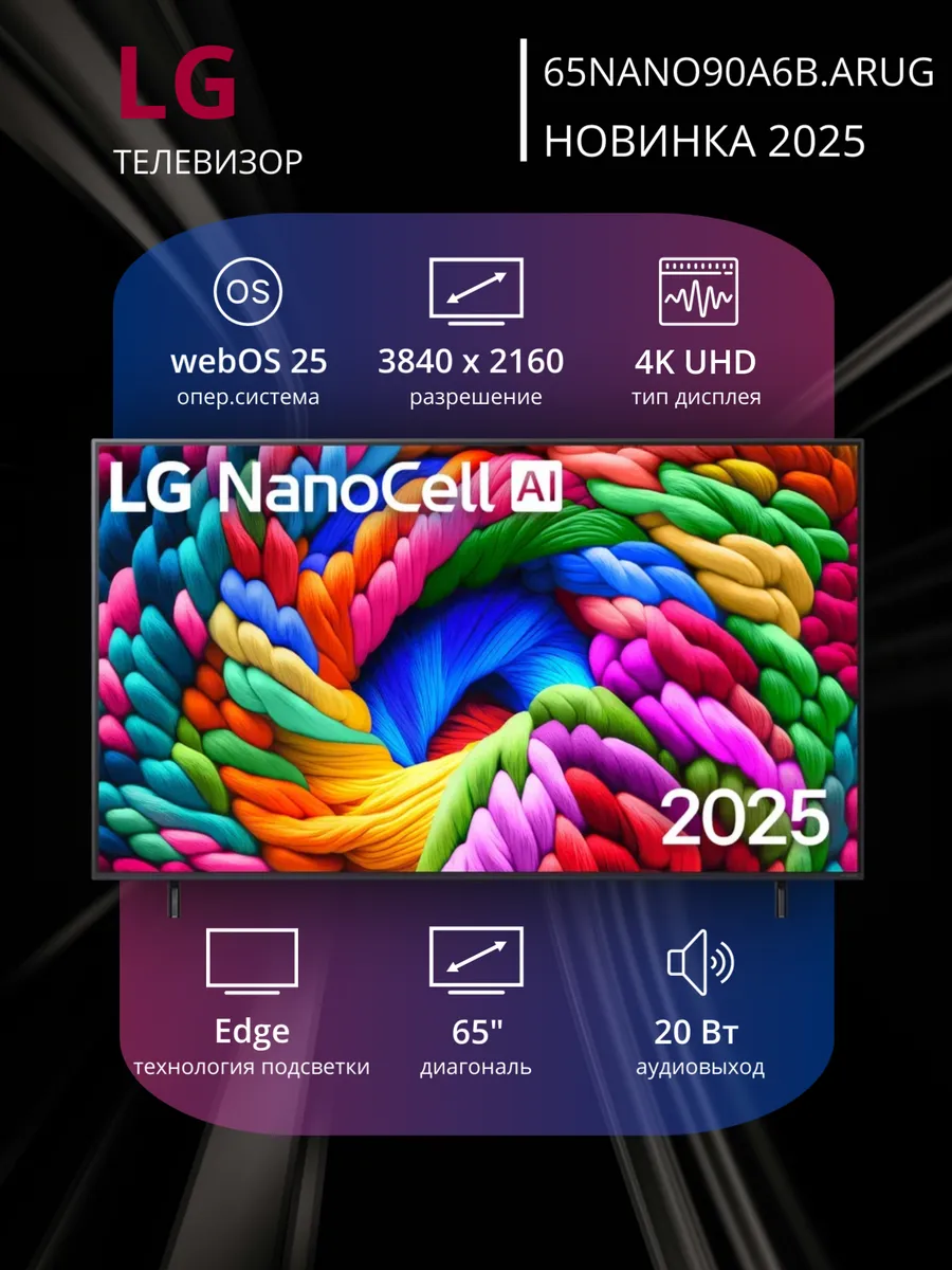 LG Телевизор 65" 65NANO90A6B.ARUG, синий