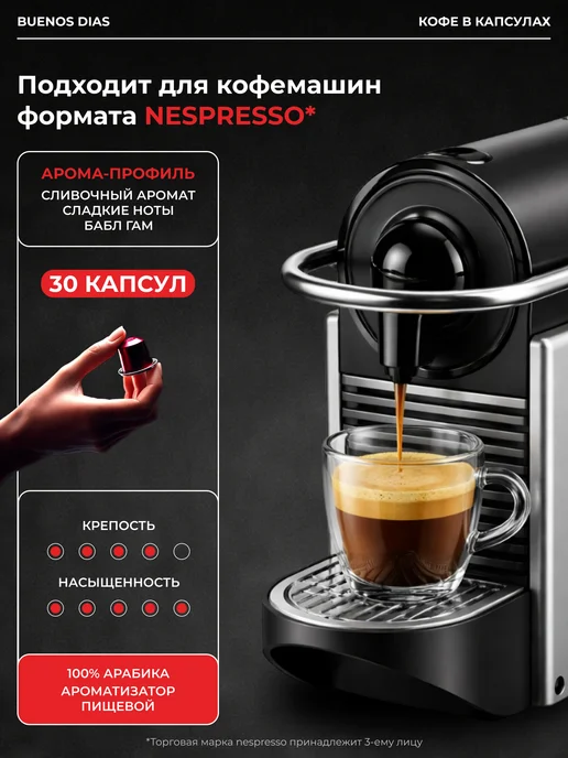 BUENOS DIAS Кофе в капсулах формат Nespresso 30 шт Шоколадный миндаль, 30 шт, фото 3