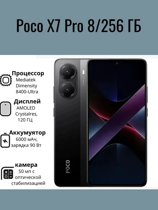 Смартфон Xiaomi Poco X7 Pro 8/256 ГБ, черный