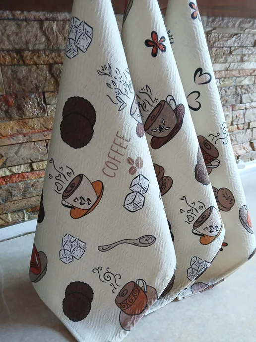 YuDa Tex Кухонное полотенце с принтом кофе (45×75 см), 45x75 см, фото 2