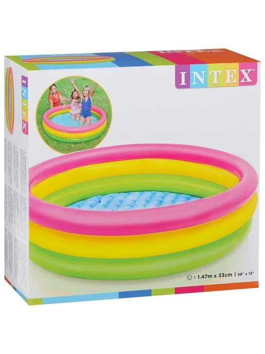 Intex Бассейн надувной Радуга 86х25, зеленый, фото 3