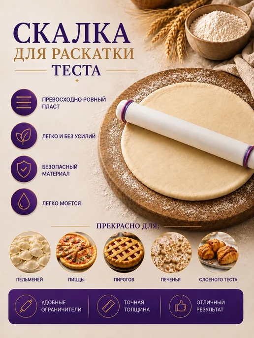 Sweetingridients Силиконовый коврик для раскатки теста, фиолетовый, фото 5