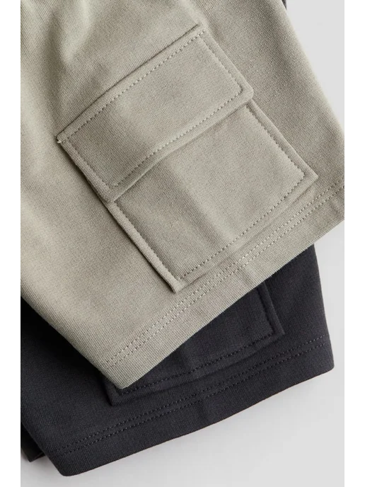 H&M Шорты карго в упаковке из 2 штук, черный, фото 2