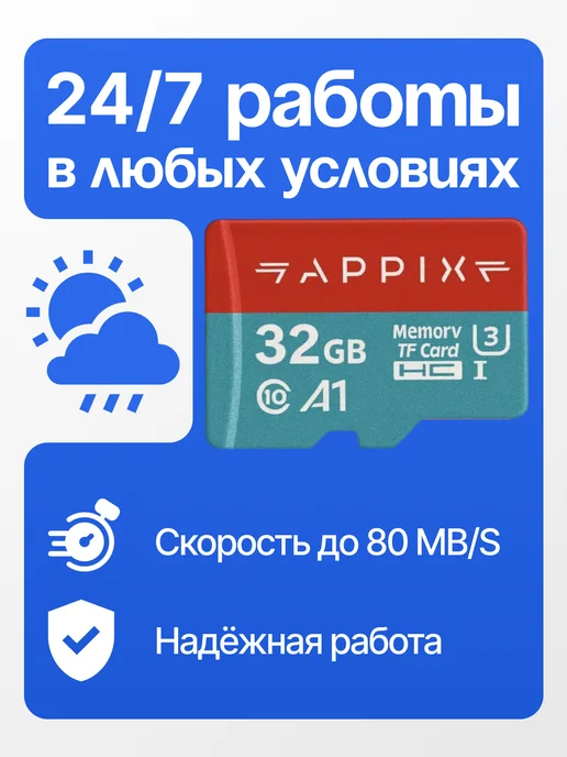 APPIX Карта памяти 32 гб micro sd, 32 ГБ, фото 2