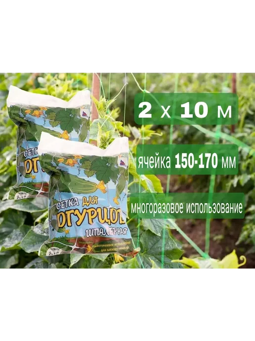 ПРОТЭКТ Сетка Шпалерная для огурцов фасованная Ф150-170 (2*10) 2 шт, 2x10, 2 шт, фото 2