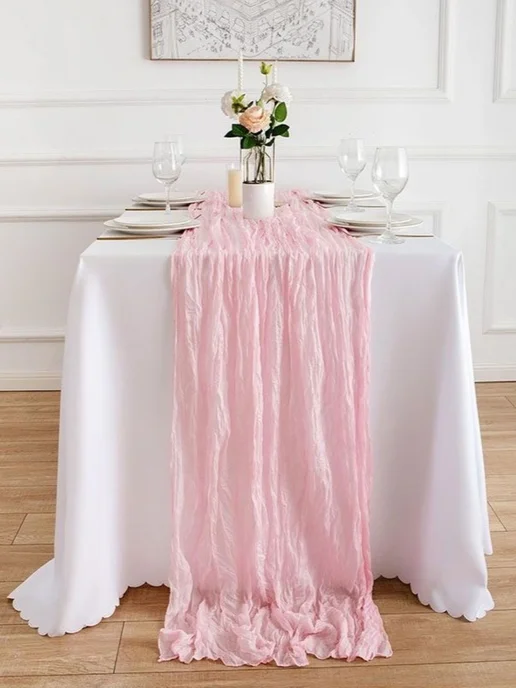 SUPER TEXTILE Скатерть дорожка на стол 90х300 тканевая, вариант, фото 3