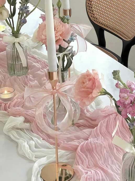 SUPER TEXTILE Скатерть дорожка на стол 90х300 тканевая, вариант, фото 5