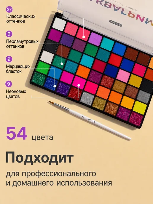 VICATE Аквагрим детский с трафаретами подарок девочке, голубой, фото 2