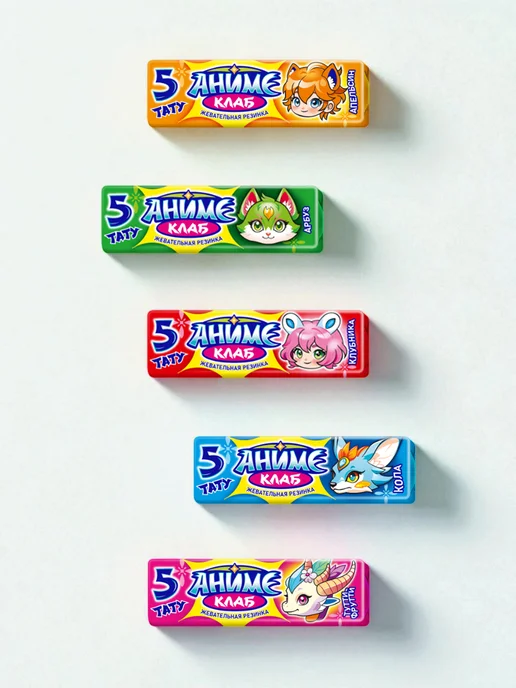 Канди клаб Жвачка с тату Аниме Клаб ассорти, 20 шт по 12,5 гр, 20 шт, 12,5 г, фото 2