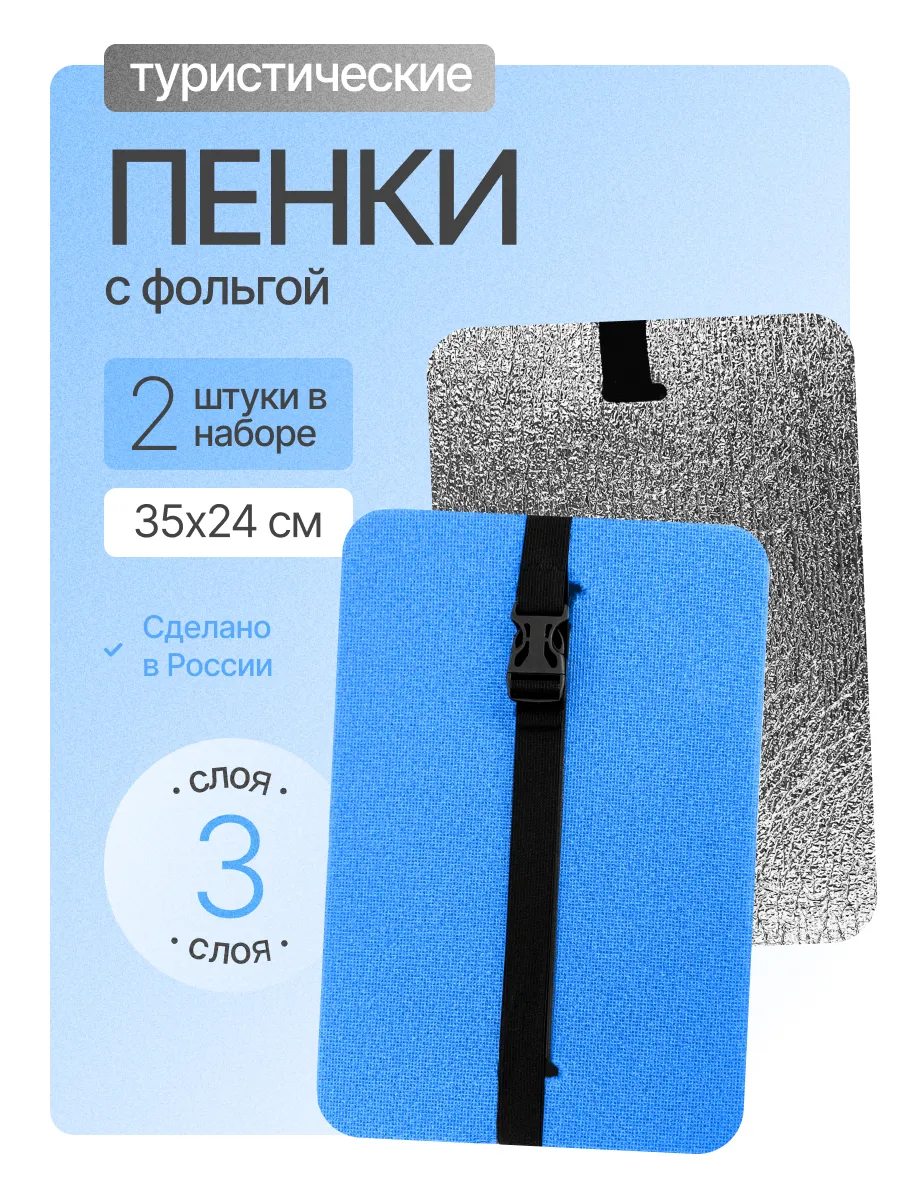 Сидушка туристическая для похода с фольгой, 2 шт