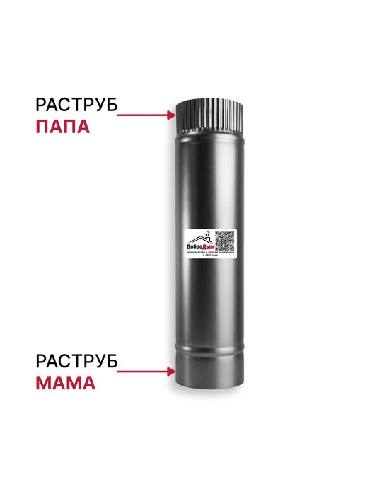 ДоброДым Труба 0.43 м D 90мм из котловой стали, 0,82 м, фото 3
