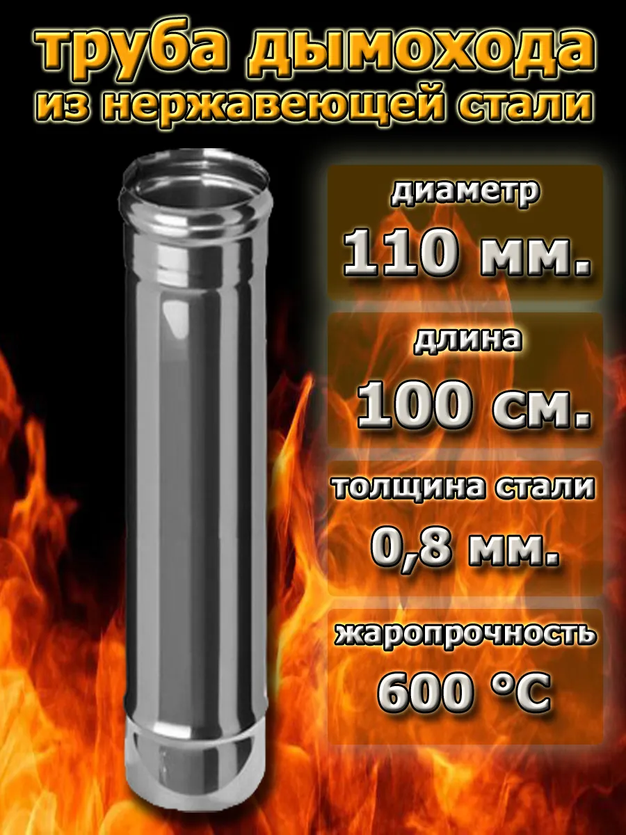 Трубы для дымохода 110 мм. ( 1 метр)
