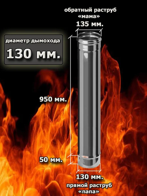 Corax трубы дымохода 130 мм. (1 метр), 1 м, фото 2