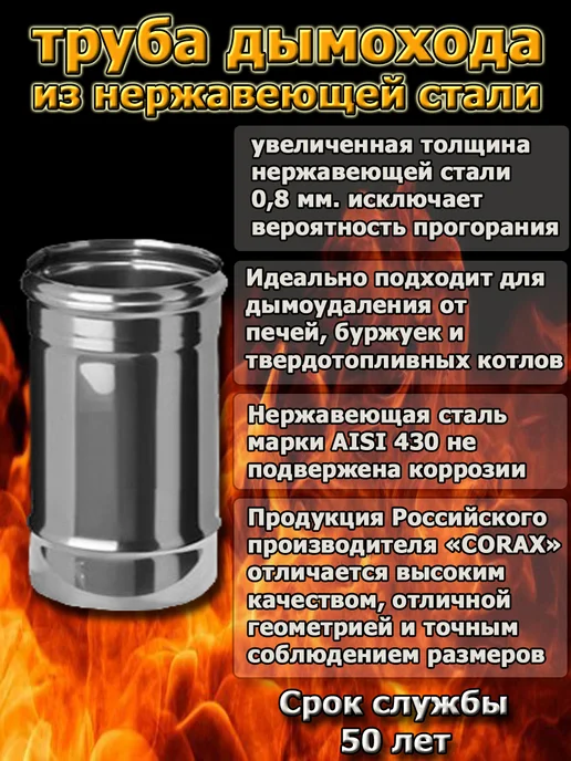 Corax трубы дымохода 130 мм. (1 метр), 0,25 м, фото 3