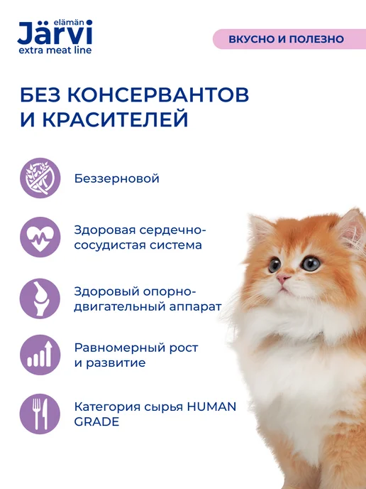 Jarvi elaman Лакомство для кошек и котят мясные волокна, 50 г х 12 шт, 50 г, 12 шт, фото 2