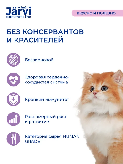 Jarvi elaman Комбо-набор мясные волокна для кошек, 50 г х 9 шт, 50 г, 12 шт, фото 2