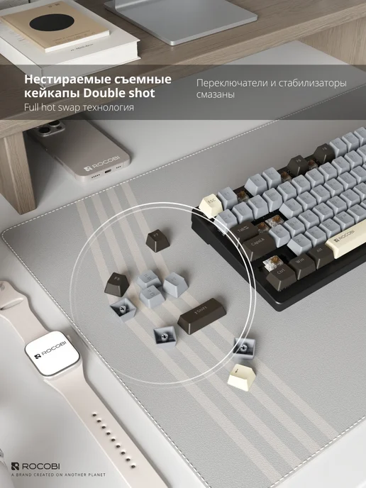 Клавиатура для компьютера механическая ROCOBI R2 Hot Swap, черный, фото 5
