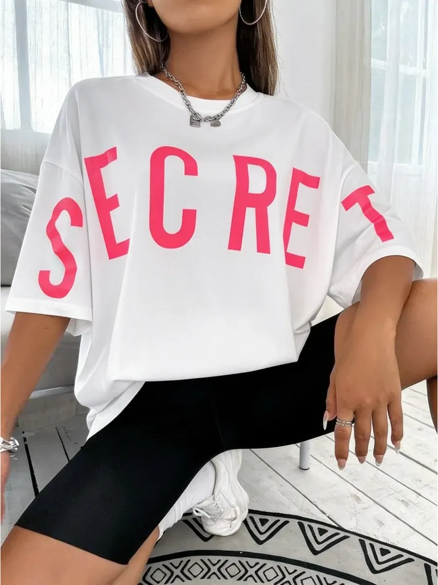 Футболка оверсайз с принтом SECRET