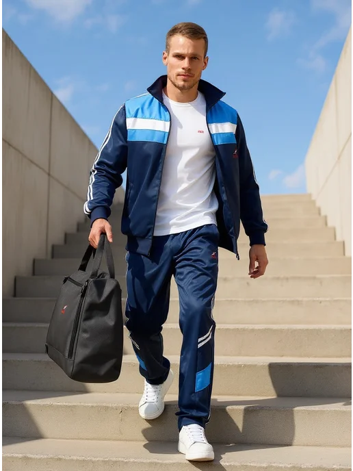ZNK Sport Спортивный костюм на молнии ретро в стиле 90-х, синий