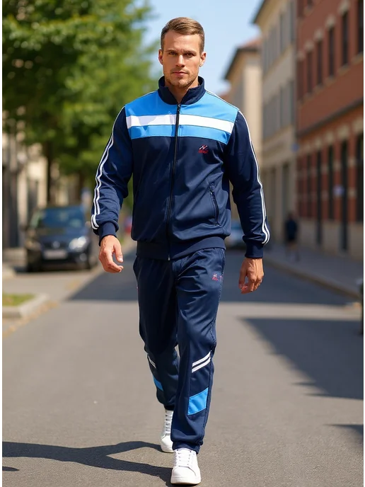 ZNK Sport Спортивный костюм на молнии ретро в стиле 90-х, синий, фото 2