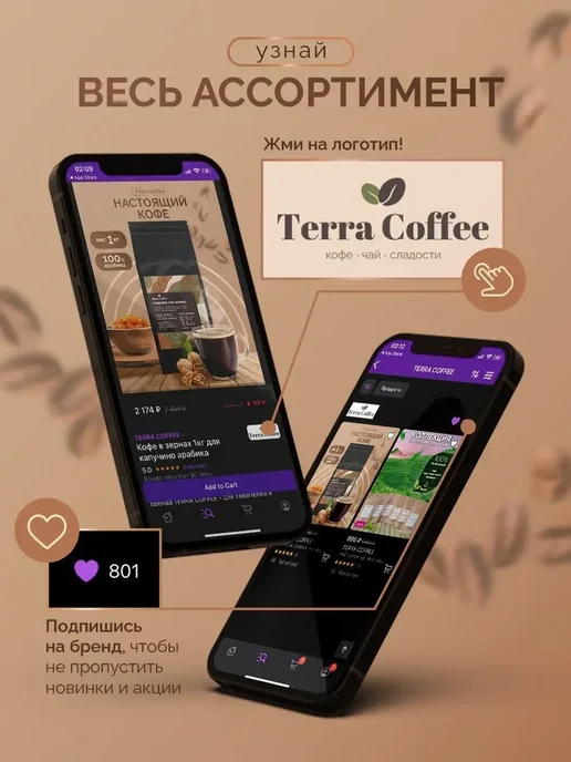TERRA COFFEE Кофе в зернах 250 г Уганда Рувензори, 250 г, фото 3