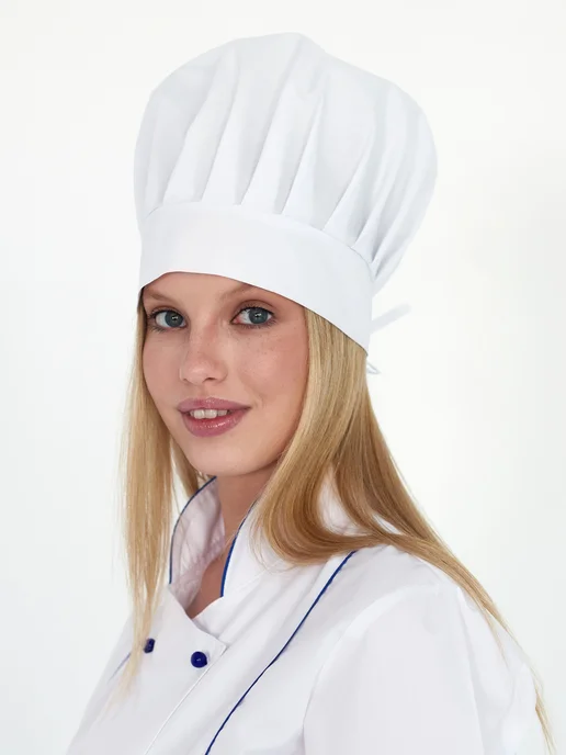 Шапка повара белая на завязках, белый, фото 5