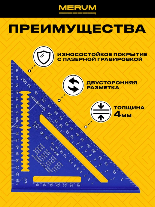 MERUM Угольник столярный строительный Swanson 180мм, синий, фото 3